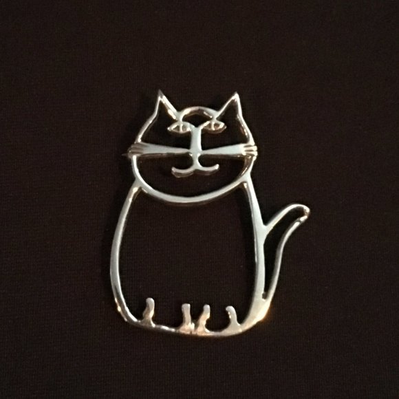 Vintage Solid Sterling Silver Cat Brooch Pin MINT - Picture 8 of 8